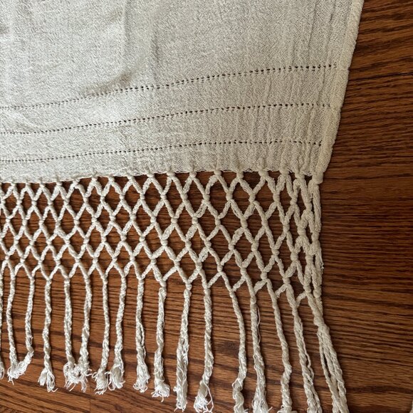 Elegant Cream Midi Skirt with Fringe - Picture 6 of 7